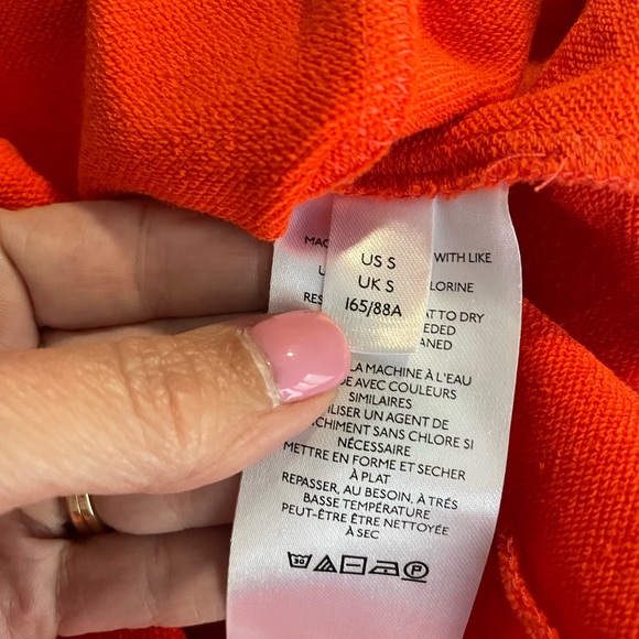 Anthropologie orange/ white embroidered ruffle sleeveless top in S - Picture 5 of 7